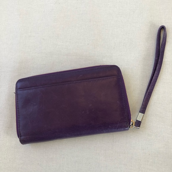 HOBO Purple Leather Wristlet Clutch - Picture 2 of 5